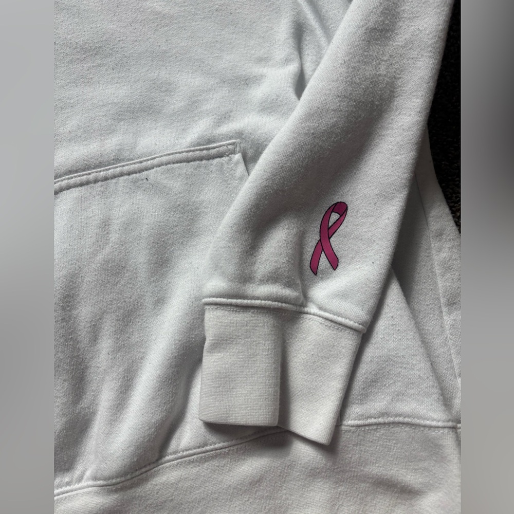 The North Face breast cancer awareness XL White Hoodie with Pink Logo - Picture 2 of 5